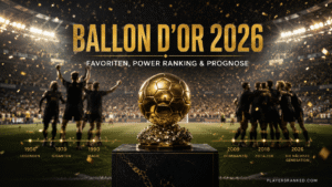 Ballon d'Or 2026: Favoriten, Ranking & Prognosen Goldene Fußballtrophäe in einem modernen Stadion als Symbol für den Ballon d'Or 2026 und das Rennen um die Auszeichnung als Weltfußballer des Jahres.