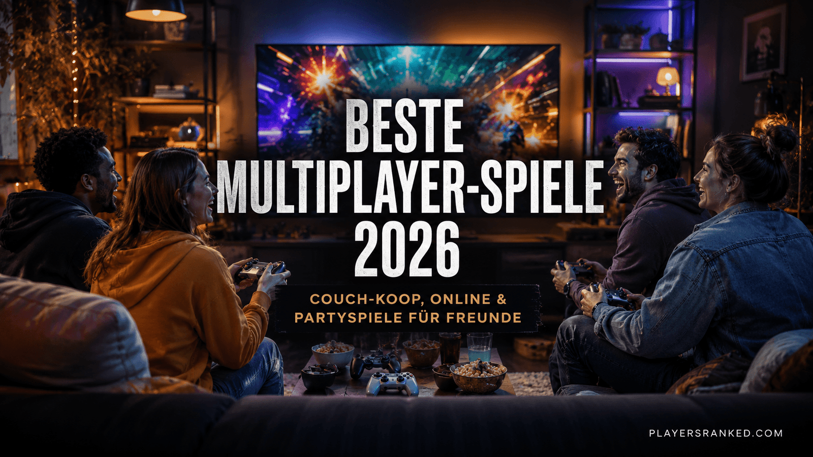 Beste Multiplayer-Spiele 2026: Freunde spielen gemeinsam Couch-Koop und Online-Multiplayer.