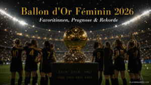 Ballon d'Or Féminin 2026: Favoritinnen, Geschichte & alle Infos zur Wahl Goldene Fußballtrophäe im Stadion als Symbol für den Ballon d'Or Féminin 2026 und die Wahl der besten Fußballerin der Saison.