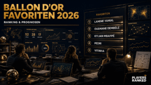 Ballon d'Or 2026: Favoriten, Ranking & aktuelle Liste Editorial-Illustration zum Ballon d’Or 2026 mit den aktueller Liste der Favoriten, einem Ranking der Top-Kandidaten und Prognosen zur Wahl des Weltfußballers.