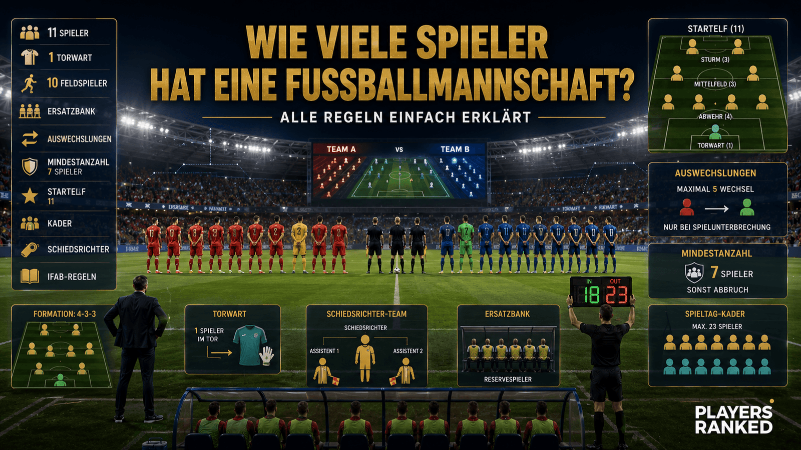 Wie viele Spieler hat eine Fußballmannschaft? Alle Regeln einfach erklärt